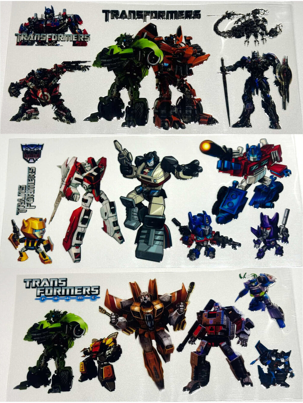 3 Cup Wraps Transformers UV DTF Assorted Set NEW for 16 oz Cups